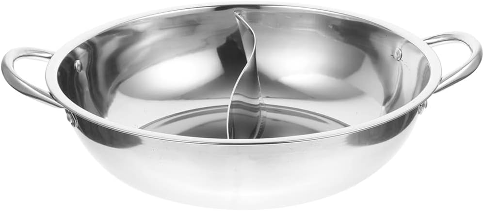 Hemoton Hot Pot with Divider, Stainless Steel Divided Hot Pot for Household Use
