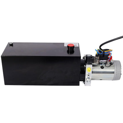 YATON 12V Hydraulic Pump 8 Quart Double Acting Power Unit, 1.6kW DC Hydraulic Pump with Steel Reservoir, 3200 PSI Hydraulic Power Unit for Dump Trailer, Lift Gate & Car Lifting
