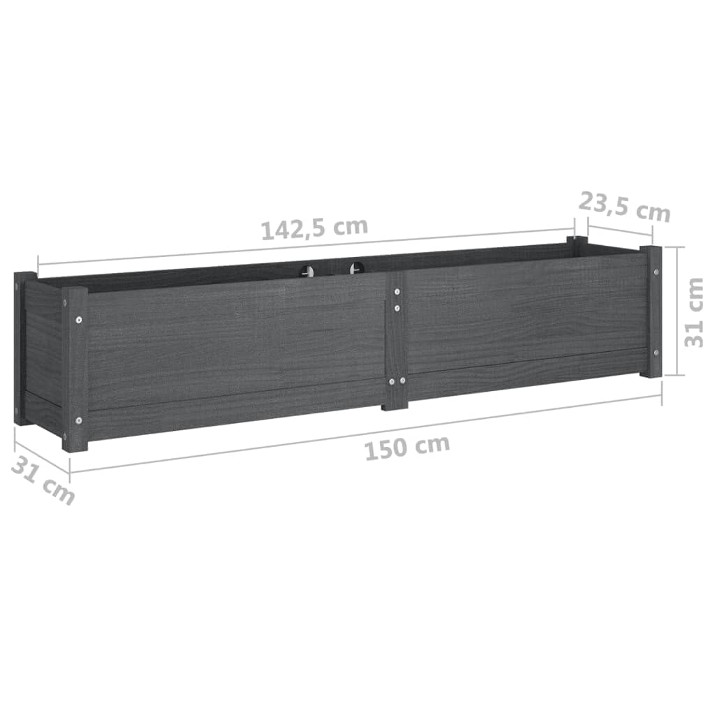 Todiikf Raised Garden Bed Set of 2 Large Gray Solid Pine Wood Planter Boxes 59" Outdoor Patio Backyard Flower Herb Vegetables