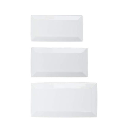 Amazon Basics 3-Piece Porcelain Serving Platters, Oven Safe, for Entertaining, Appetizer, Dinner, Dessert, 12.75 inch, 11 inch, 10 inch, White