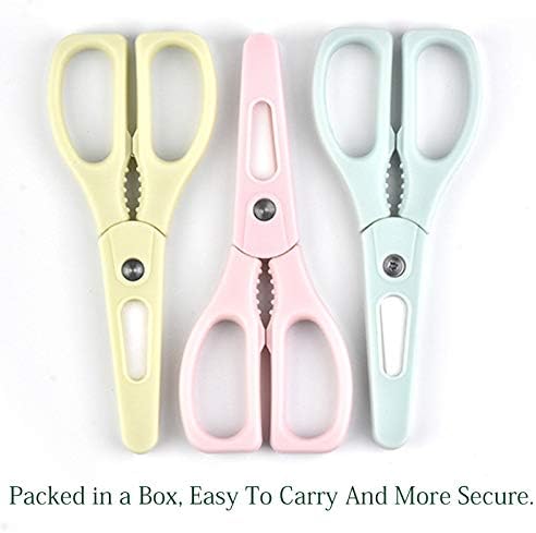 Healthy Baby Food Ceramic Scissors with Cover, Portable Shears (Pink)