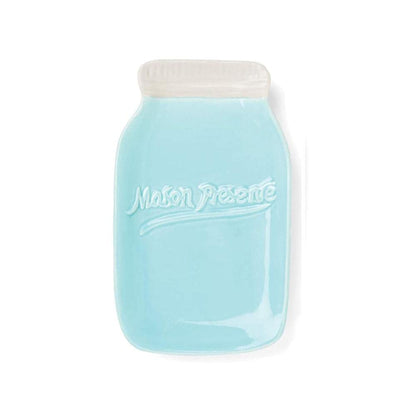 Fox Run 11704 Ceramic Mason Jar Spoon Rest, 6 x 3.5 x 0.75 inches, Blue
