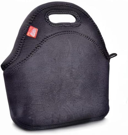 yookee home Black Insulated Lunch Bag, Thick Reusable Thermal Lunch Tote, Small Neoprene Lunchbags with Zipper