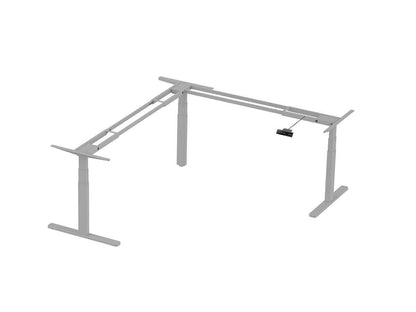 Monoprice Triple-Motor Sit-Stand Corner Desk Frame - Height-Adjustable, L-Shaped, Gray - Workstream Collection