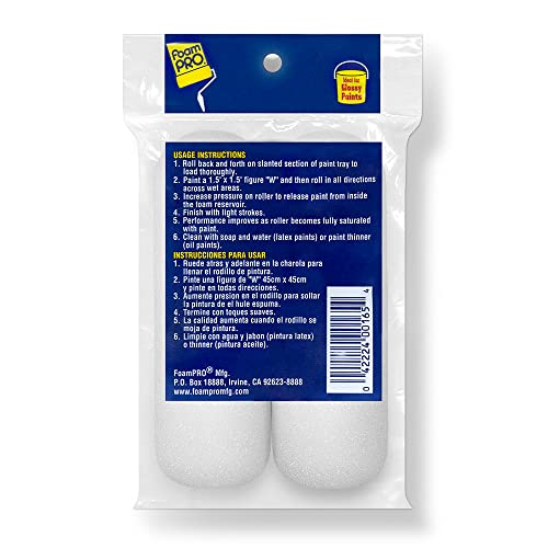 FoamPRO 163-P, 165-5 | 4” Fine Finish Foam Roller Refills (5 Pack) | Foam Paint Roller Covers | Home Painting Supplies & Paint Tools