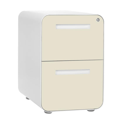 Laura Davidson Furniture Stockpile 2 Drawer Mobile File Cabinet with Lock - Under Desk Metal Filing Cabinet, Legal/Letter File Folders, Wheels and Stationary Feet, Pre-Assembled, Ivory