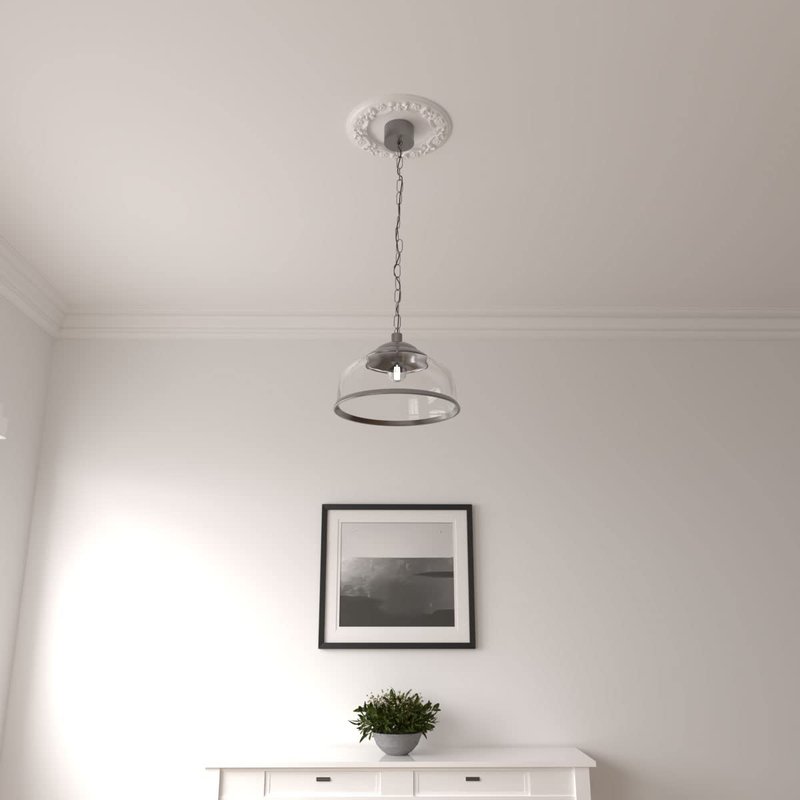 Ekena Millwork CM12RI Ribbon with Bow Ceiling Medallion, 12 1/4"OD x 7 1/2"ID x 7/8"P, Primed