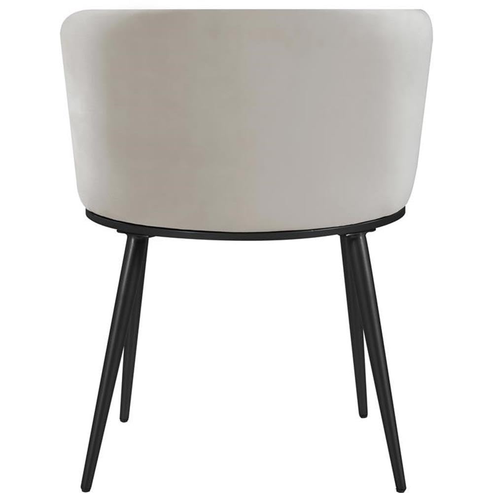 Meridian Furniture Skylar Collection Modern | Contemporary Upholstered Dining Chair with Rounded Back and Sturdy Iron Legs, Set of 2, 23.5" W x 23.5" D x 30" H, Cream Velvet, Matte Black