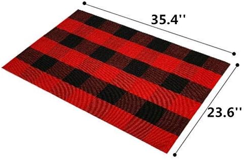 Ukeler Christmas Buffalo Check Rug, 2'×3' Machine Washable Buffalo Plaid Doormat for Front Porch/Kitchen