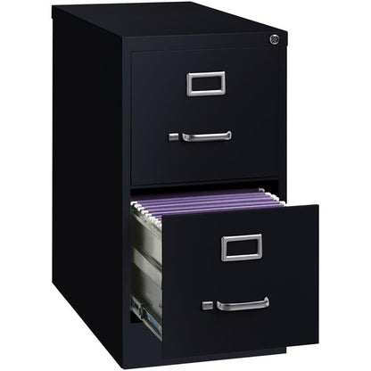 Pemberly Row 2 Drawers 28.38" Vertical Black Metal Filing Cabinet Lockable Pre-Assembled Stationary Letter Size for Home, Office