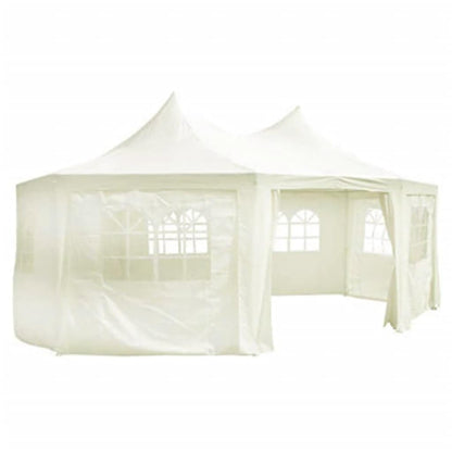 Octagonal Party Tent Cream, 19.7'x14.4'x11.5' Outdoor Gazebo Canopy with Steel Frame, Polyester Fabric for Patio Events Lawn Structures