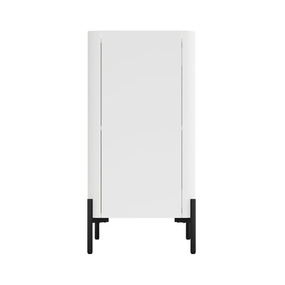 Manhattan Comfort Abbey Accent Cabinet with Doors, Tray Top Design and Adjustable Shelves, Sleek Modern Storage Furniture for Dining Area, Living Room Entryway, White