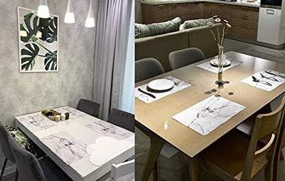 Menghao 6 PCS Waterproof Placemats Environmental Materials Multiple Styles Easy Clean for Kids Educational Learning Kitchen Dinner Party((Marble)
