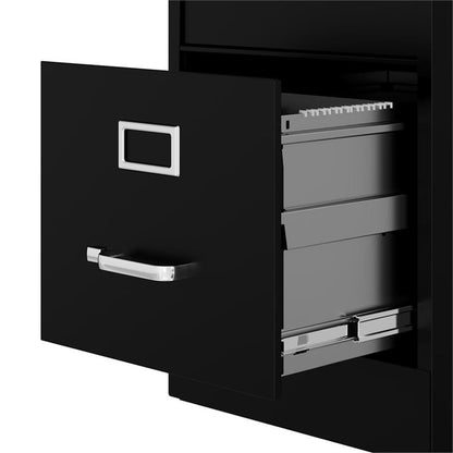Pemberly Row 4 Drawers 52" Vertical Black Metal Filing Cabinet Lockable Pre-Assembled Stationary Letter Size for Home, Office