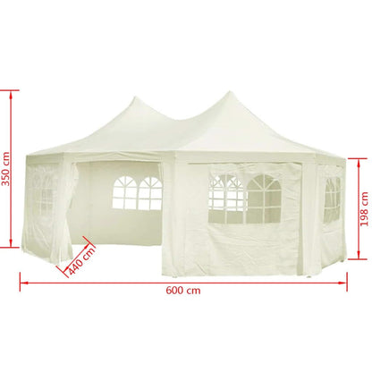 Octagonal Party Tent Cream, 19.7'x14.4'x11.5' Outdoor Gazebo Canopy with Steel Frame, Polyester Fabric for Patio Events Lawn Structures