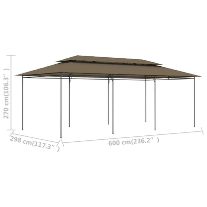 Taupe Gazebo, 236.2x106.3 Inch Outdoor Canopy Tent with Tubular Steel Frame, UV Resistant Polyester Fabric, Foldable Patio Shelter for Garden, Beach, BBQ Outdoor Structures