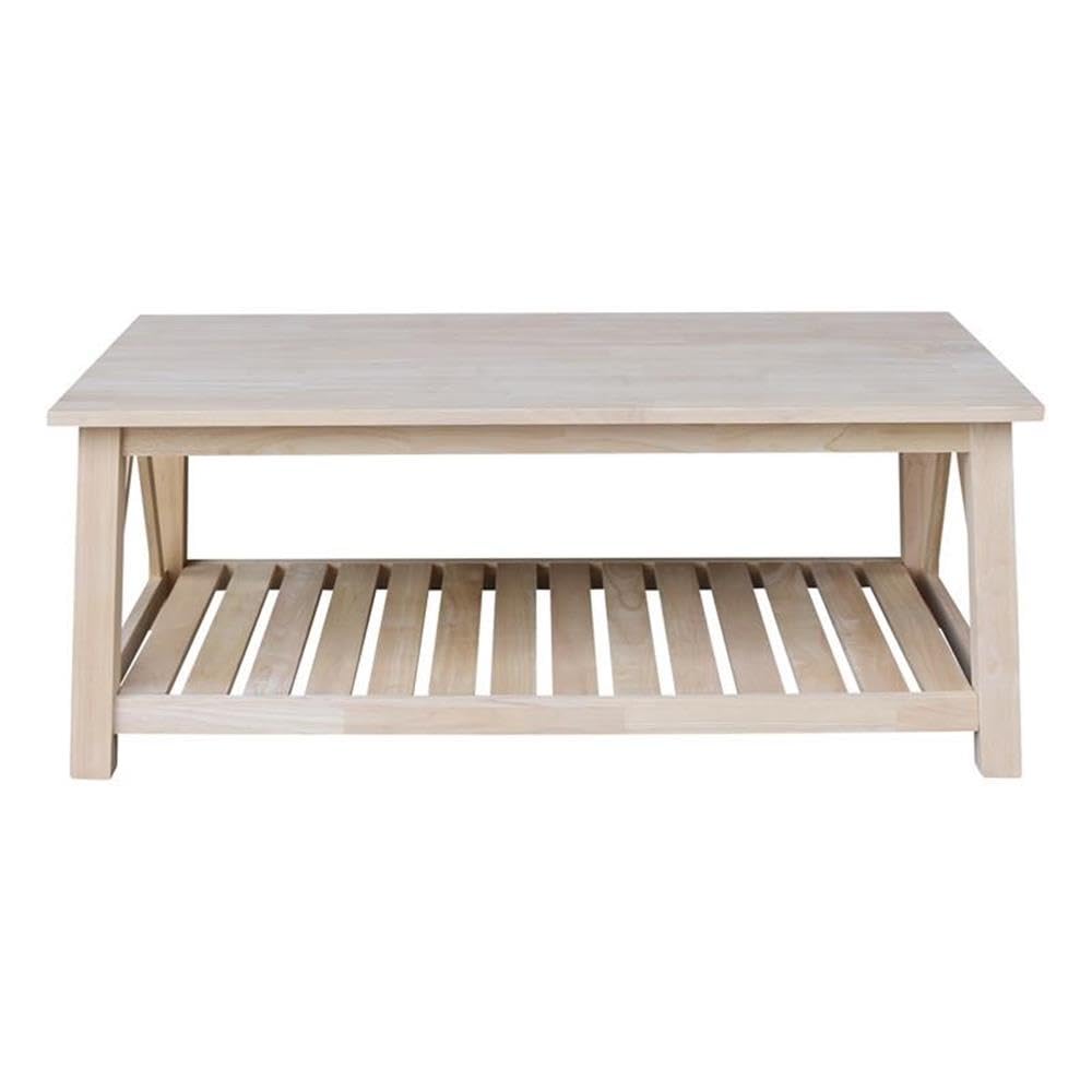 IC INTERNATIONAL CONCEPTS Surrey Solid Wood Coffee Table with Shelf - Unfinished