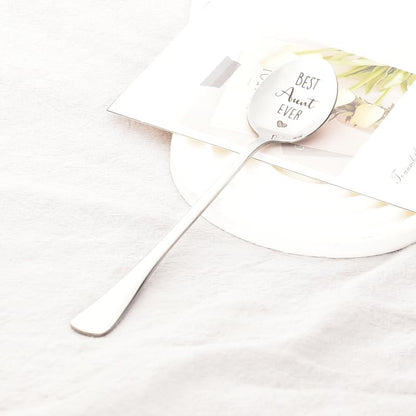 Birthday Gifts for Best Aunt Ever - Engraved Spoon for Hot Tea, Coffee, Cocoa, Great Aunt Appreciation Gift