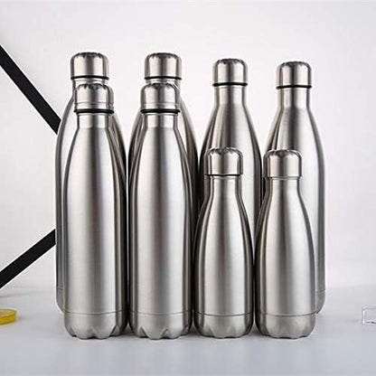 18/8 350ml 500ml 750ml 1000ml (1L) Double Wall Stainless Steel Vacuum Cola Shape Bottle, Narrow Mouth Thermo Flask
