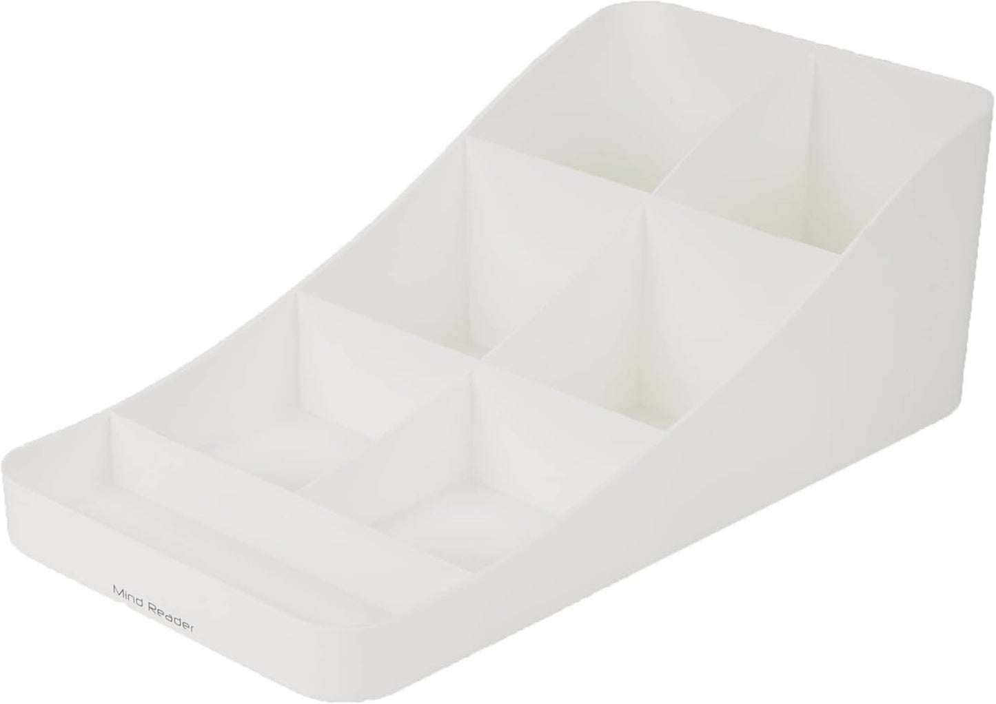 Mind Reader Coffee Condiment Storage Organizer, 7 Compartment for Cups, Lids, Sugars, Stirrers, White