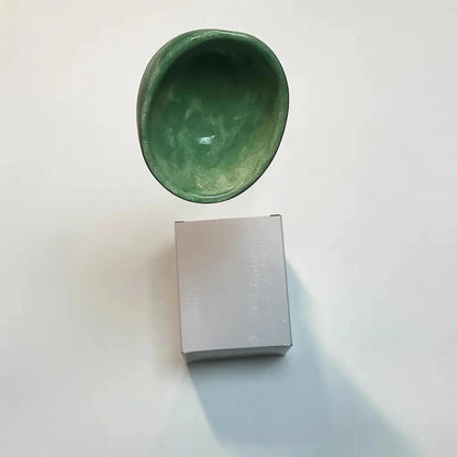 GYHZ 2025 New Handmade Ceramic Herb Stripper Bowl – 4-Slot Pottery Leaf Separator with Varying Hole Sizes, Rustic Herb Peeler Tool for Kitchen & Garden, Multipurpose Handcrafted Prep Bowl (Green)