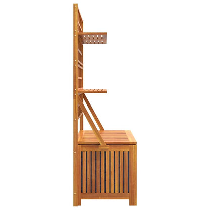 Xolmizyn Outdoor Storage Box with Trellis, Solid Acacia Wood Garden Tool Organizer, Weather-Resistant Large Deck Bin for Patio, Backyard, and Garden Organization, 39 x 39 x 63 in