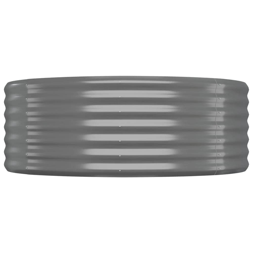 Foknhdi Large Oval Raised Garden Bed 199.6 x 39.4 x 14.2 in Grey Powder-Coated Steel Planter Box for Outdoor Patio, Modern Raised Flower & Vegetable Bed for Garden, Terrace and Balcony