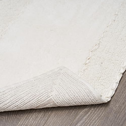 Laura Ashley Ivory Ruffle Cotton Bath Rug, 17" x 24"