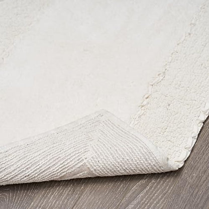 Laura Ashley Ivory Ruffle Cotton Bath Rug, 17" x 24"