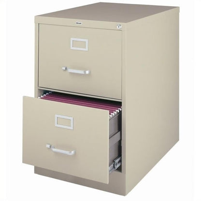 Pemberly Row 26.5" D Metal Vertical Filing Cabinet, Legal Width, 2 Drawer, Putty Finish, Durable Commercial Grade Steel, Lockable Office Storage for Files, Fully Assembled