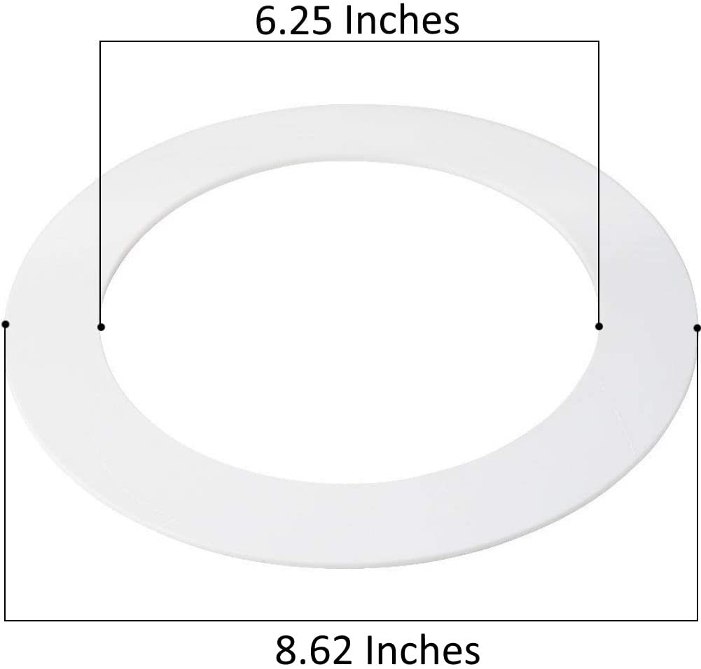 8 Pack Gloss White Goof Trim Ring for 8" Inch Recessed Can Lighting Down Light, Outer Diameter 8.6 Inches, Inner Diameter 6.2 Inches
