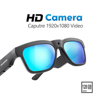 OhO Smart Glasses with Full HD Camera & Open Ear Bluetooth Speaker Headphone,Built in Memory,for Men Women