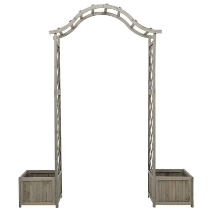Solid Firwood Garden Pergola with Decorative Inlays and Planter Natural Wood Garden Structure for Outdoor Patio Decor