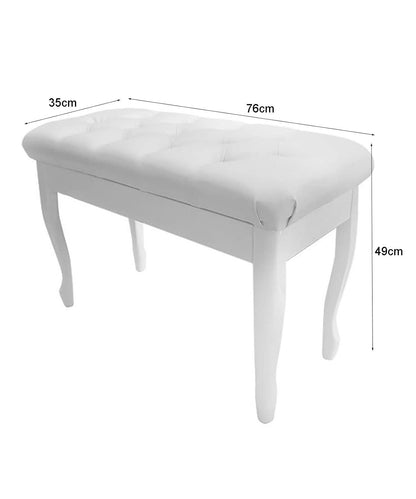 Deluxe Leather Piano Bench with Large Storage Box Wood Keyboard Vanity Stool for Home & Professional Use 76 X 35 X 49Cm