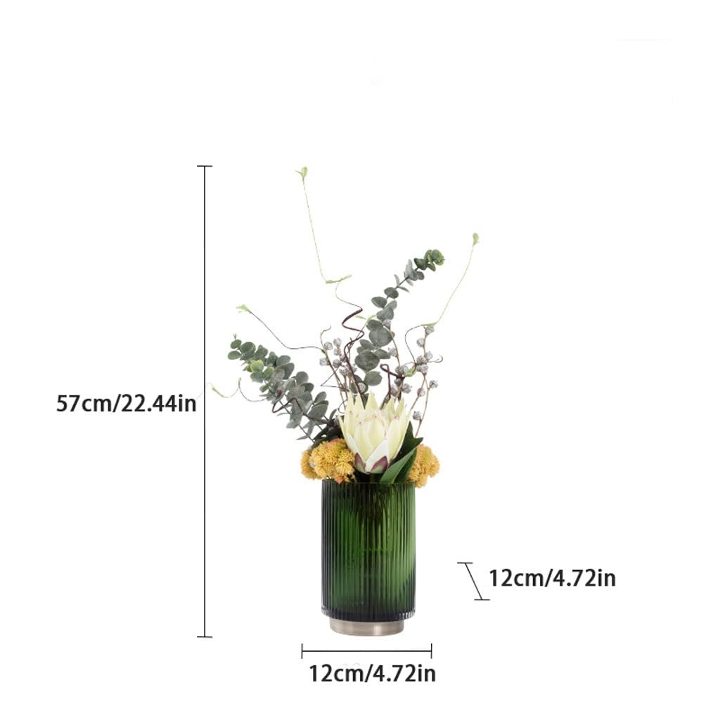 Simulation Tree Potted Plant Nordic Light Luxury Simulation Flower Art Decoration Living Room Dining Table Negotiating Table Glass Bottle Flower Arrangement Decoration Artificial Bonsai Tree(B)