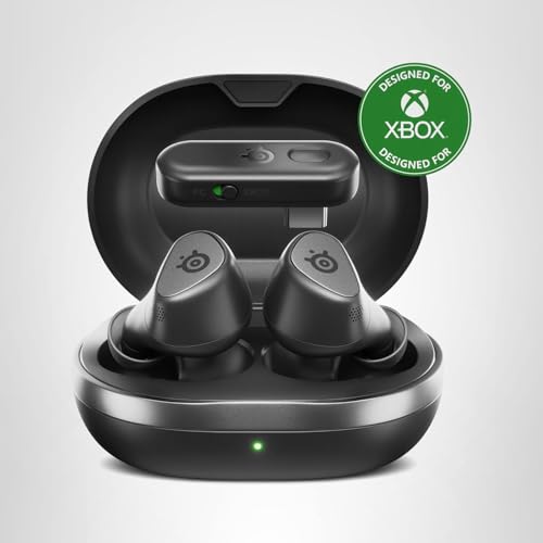 SteelSeries Arctis GameBuds for Xbox/PC/PS5/Switch/Mobile — Quick-Switch 2.4GHz+Bluetooth 5.3 — Active Noise Cancelling — Mobile App — Water Resistant IP55 — 40H Battery with Qi Charging Case - Black