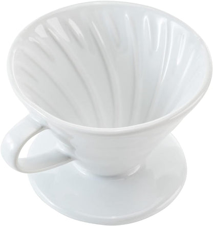 Restaurantware Restpresso 17 Ounce Coffee Dripper | 1 Reusable Coffee Cone with Drip Hole, White Ceramic Pour Over