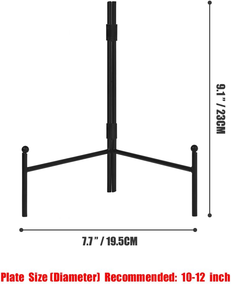 Awesomes Adjustable Iron Display Stands, Foldable Plate Holder, Decorative Metal Easel Frame (Black, 2 Pack)