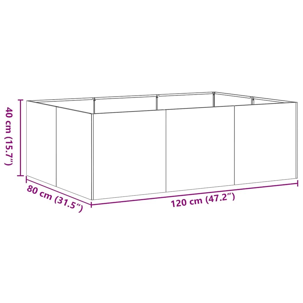 Foknhdi Large Rectangular Outdoor Metal Planter 31.5 x 47.2 x 15.7 in Matte Black for Patio Garden Balcony Durable Modern Raised Box Fits Flowers & Shrubs
