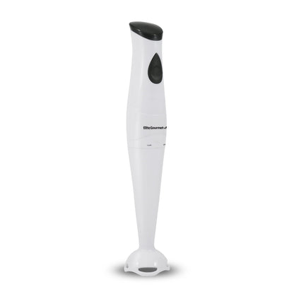 Elite Gourmet EHB-2425X Electric Immersion Hand Blender Stick, Mixer, Chopper, 1-Touch Control Multi Purpose, 150 Watts, For Soups, Sauces, Baby Food, White