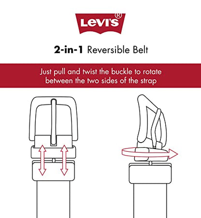 Levi's Men's Reversible Casual Jeans Belt, Brown/Black Antique, Large (38-40)