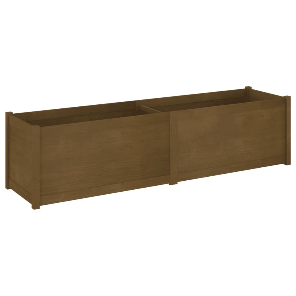 Foknhdi Honey Brown Raised Garden Bed Planter 78.7"x19.7"x19.7", Solid Pine Large Outdoor Planter Box for Flowers & Herbs, Rustic Tree Bed Assembly Needed for Patio Yard