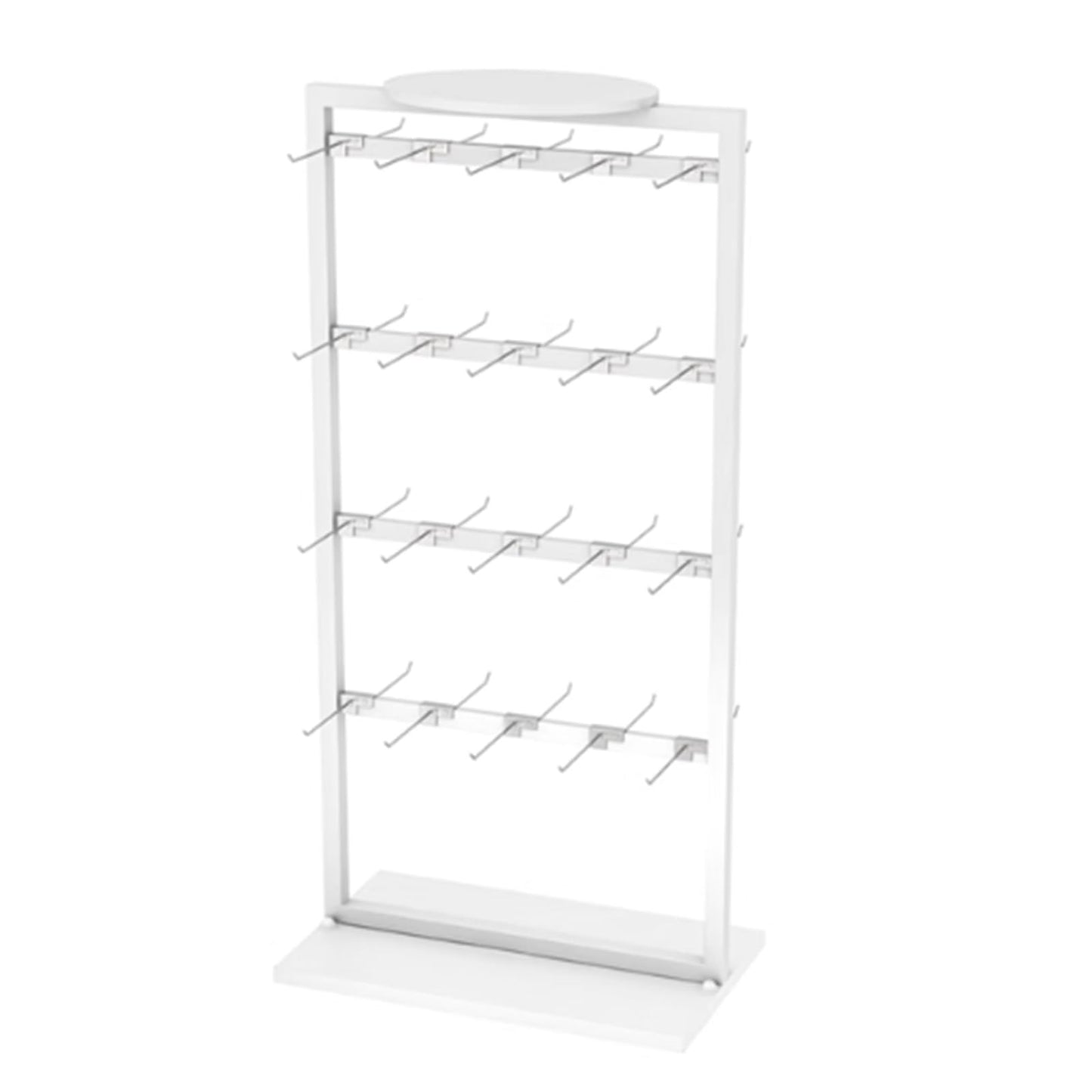 25.5 * 15.7 * 53in Sock Lingerie Bra Rack with Hook, Metal, Commercial Underwear Retail Display Stand, Freestanding Clothing Storage Shelf, for Farmers Markets, 4 Tier(White)