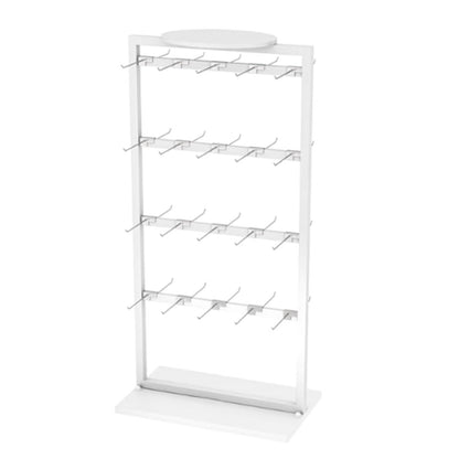 25.5 * 15.7 * 53in Sock Lingerie Bra Rack with Hook, Metal, Commercial Underwear Retail Display Stand, Freestanding Clothing Storage Shelf, for Farmers Markets, 4 Tier(White)