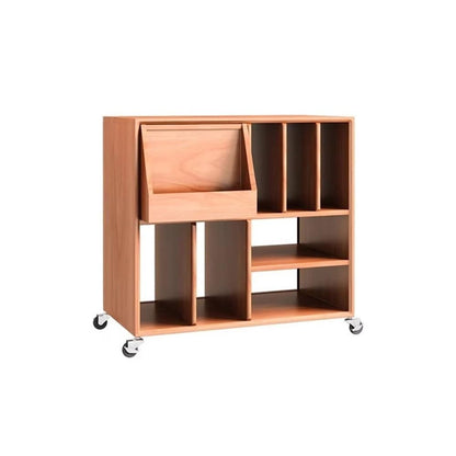 YGwnjqr Cd Rack Home Vinyl Record Storage Rack Wooden Books Magazine Cabinet with Universal Wheel,