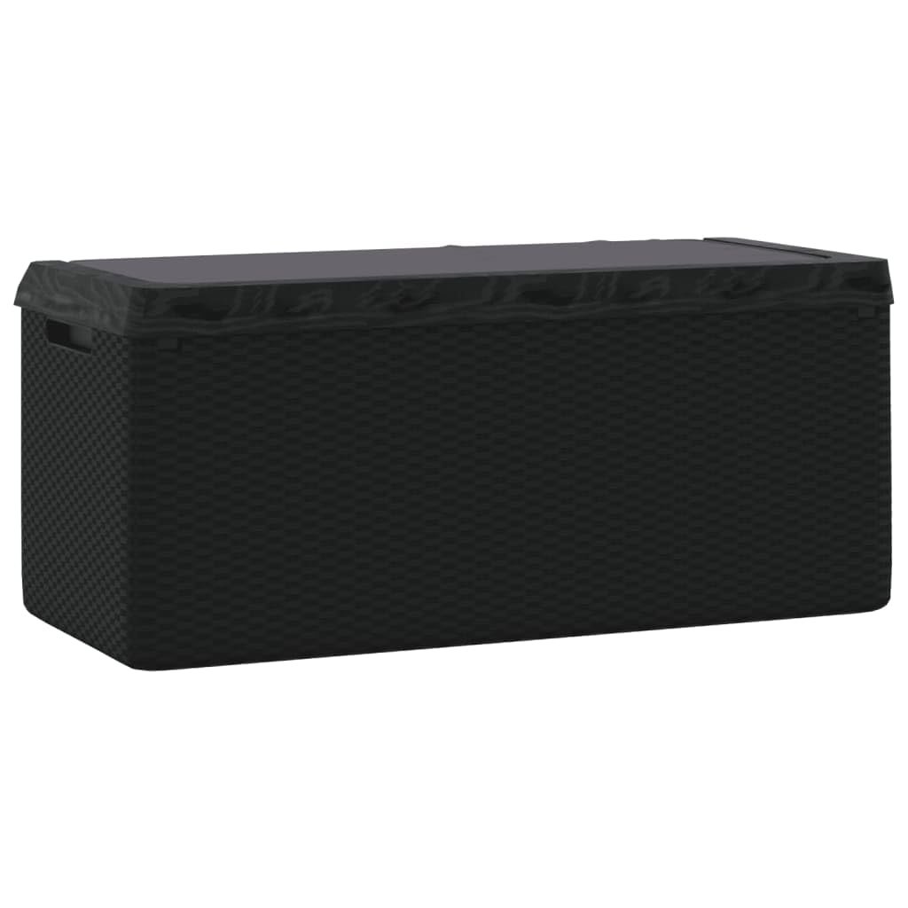 hliofuir Patio Storage Box, 92.5 Gallon Deck Box for Garden and Terrace, Synthetic Polypropylene Outdoor Container with Gas-Lift Lid, Anthracite, 48.8 x 48.8 x 23.2 in