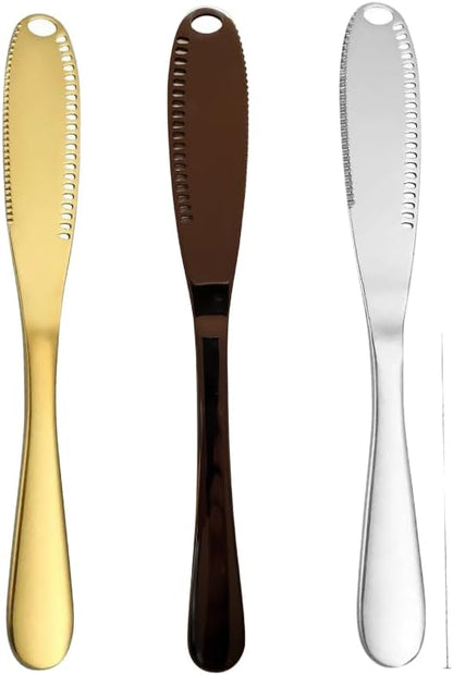 Stainless Steel Butter Spreader, 3 in 1 Kitchen Gadgets (3 Set) - Gold, Silver, Black