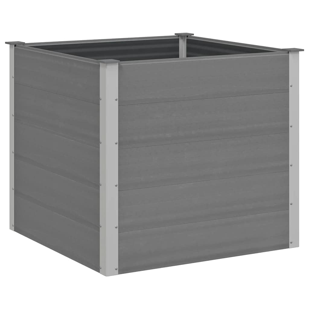 Mhdvray 39.4" Grey Square Raised Garden Bed, Wood-Plastic Composite Elevated Planter Box for Patio & Terrace, Large Outdoor Planter 100x100x91 cm
