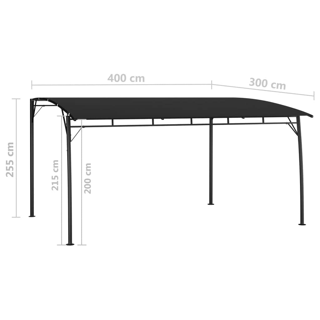 Anthracite Outdoor Garden Gazebo Canopy, 13.1x9.8 ft Modern Powder-Coated Steel Frame Sunshade Awning for Patio, Backyard, Deck, Accommodates 10 People Lawn Structures
