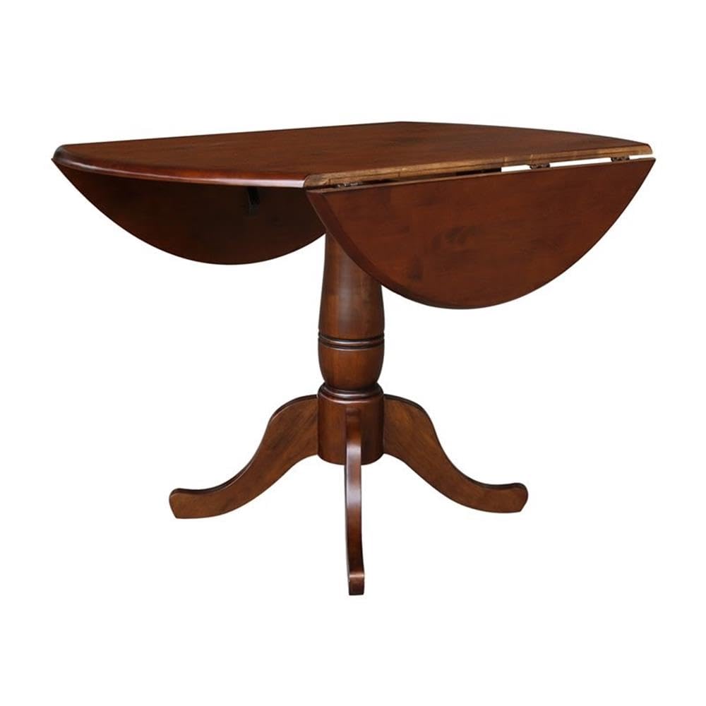IC INTERNATIONAL CONCEPTS 42" Round Dual Drop Leaf Pedestal Table - 29.5" H Espresso